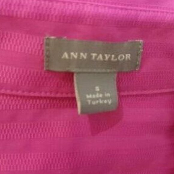 ann taylor fuchsia pink striped button down S - Picture 3 of 4